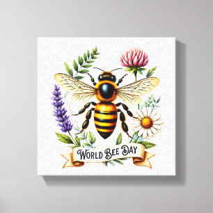 Lienzo Ilustración del Día Mundial de las Abejas con abej