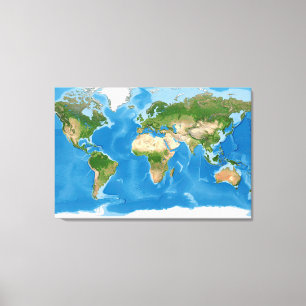 Lienzo Ilustración del mapa topográfico mundial de la Tie