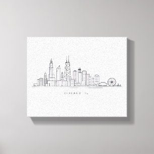 Lienzo Ilustración del paisaje urbano de Chicago IL