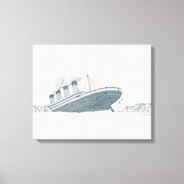 Lienzo Ilustracion del pasajero que cae del Titanic (Anverso)