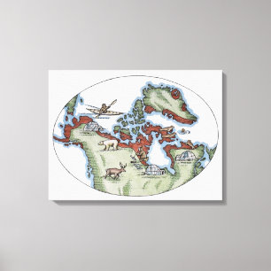 Lienzo Ilustracion del territorio del Inuit