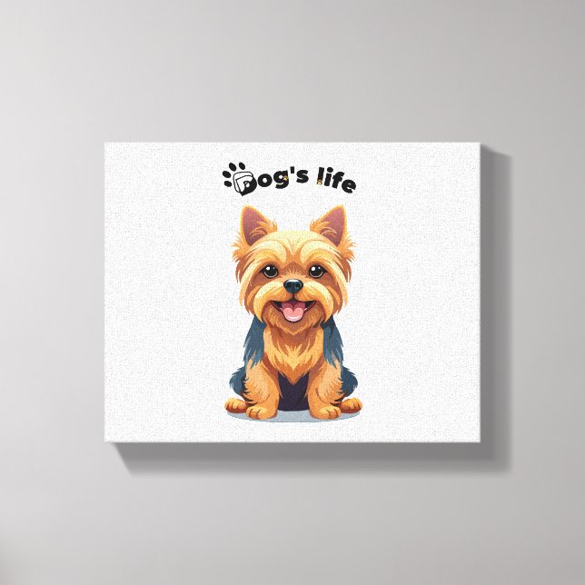 Lienzo Ilustración divertida de la vida de un Yorkshire T (Anverso)