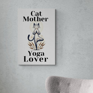 Lienzo Ilustracion Gato Madre Yoga Lover