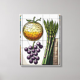 Lienzo Ilustración Geométrica de Alimentos de Cosecha