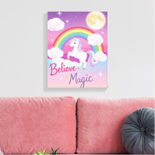 Lienzo Ilustración Mágica de Unicornio Caprichosa