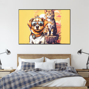 Lienzo Ilustracion Mascota naranja Brillo de Amanecer