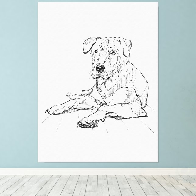 Lienzo Ilustración minimalista de amante de perros Rottwe (Insitu (piso de madera))