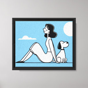 Lienzo Ilustración minimalista de mujer y perro