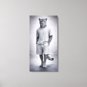 Lienzo Ilustración minimalista de streetwear de leopardo