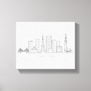 Lienzo Ilustración minimalista del horizonte de Tokio