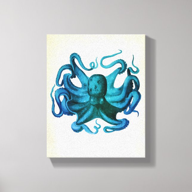 Lienzo Ilustracion Octopus de color agua (Anverso)