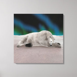 Lienzo Ilustración pacífica de oso polar ártico en la nat