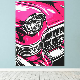 Lienzo Ilustración Pop Art de Frente de Coche Clásico Ret
