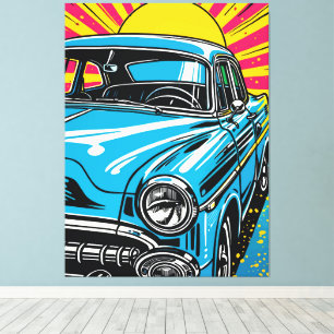 Lienzo Ilustración Pop Art de la parte delantera de un au