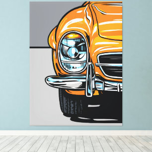 Lienzo Ilustración Pop Art Frontal de Coche Deportivo Ret