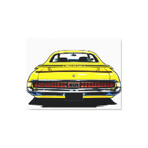 Ilustración Pop Art trasera de Muscle Car Amarillo