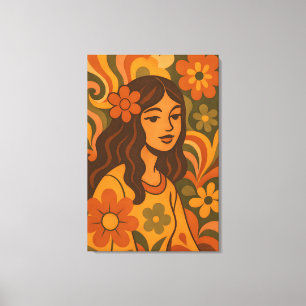 Lienzo Ilustración Retro Vintage de Mujer
