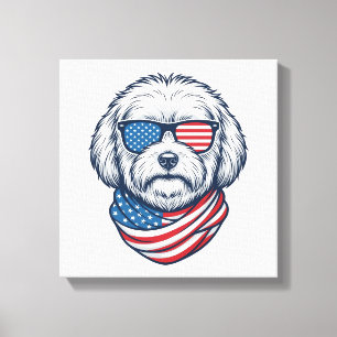 Lienzo Ilustración vectorial de perro esponjoso patriótic