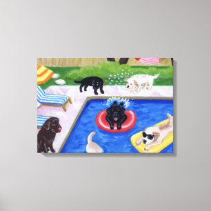Lienzo Ilustraciones de Labradors de la fiesta en la