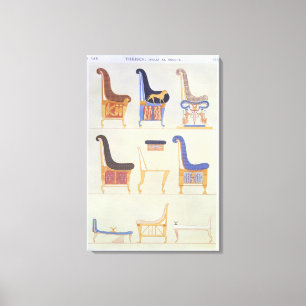 Lienzo Ilustraciones de varios asientos pintados y sillon