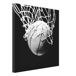 Lienzo Ilustraciones negras y blancas del baloncesto