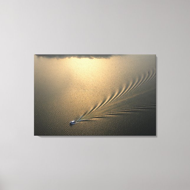 Lienzo Imagen aérea del barco en el lago Gatun Panamá (Anverso)