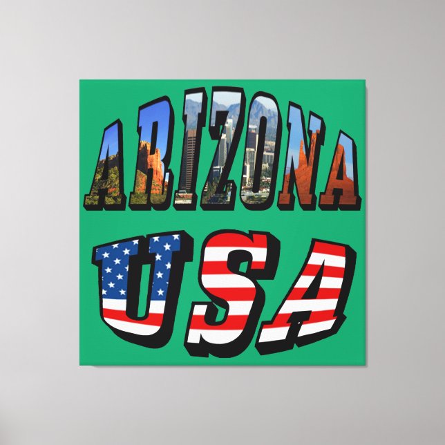 Lienzo Imagen de Arizona y texto de bandera de Estados Un (Anverso)