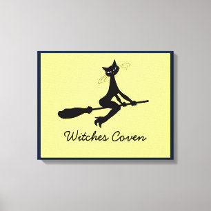 Lienzo Imagen de canvas de gatos en broomstick