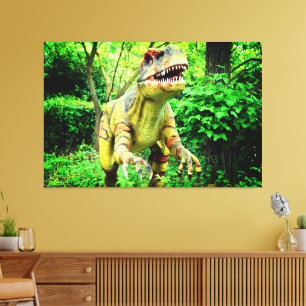Lienzo Imagen de dinosaurio en el bosque impresa en Premi
