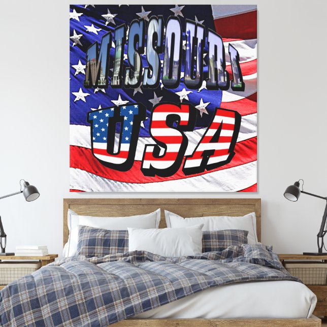 Lienzo Imagen de Missouri y texto de EE. UU. (Insitu(Dormitorio))