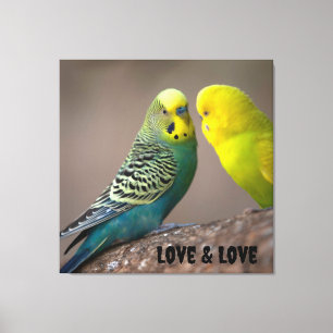 Lienzo Imagen de pájaros Amor y Texto de Amor Estirado pe