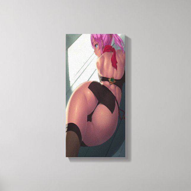 Lienzo Imagen de tela Chica sexy de cabello rosa de Henta (Anverso)