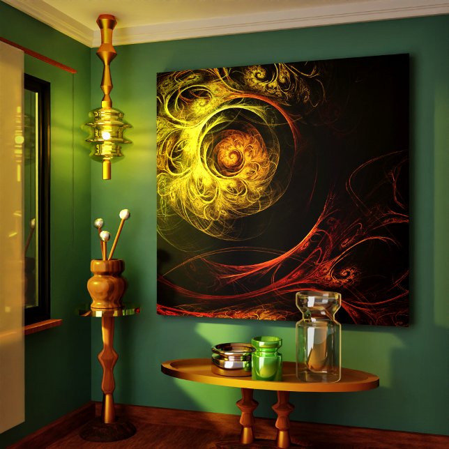 Lienzo Imagen de tela envuelta en rojo floral de Sunrise (Sunrise Floral Red Abstract Wrapped Canvas Print)