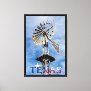 Lienzo Imagen de Texas, molino de viento y logotipo de Te