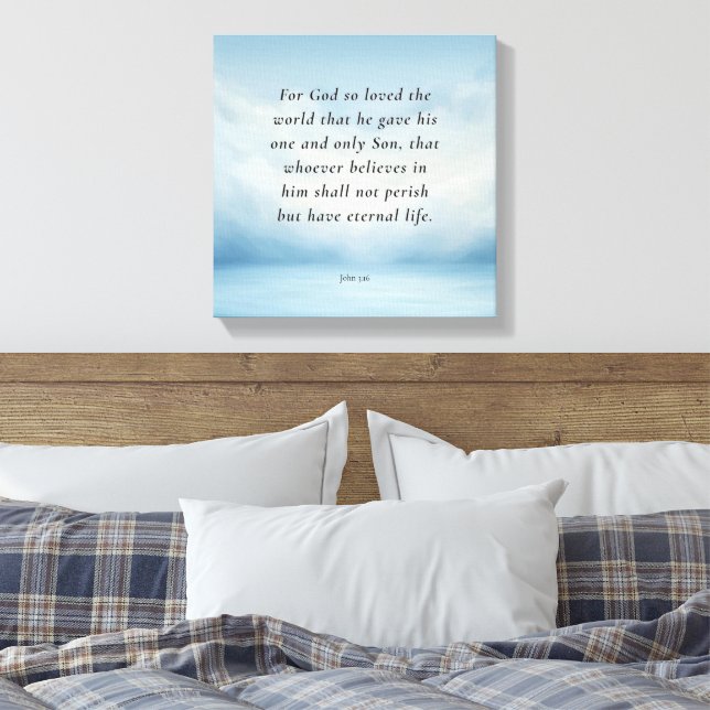 Lienzo Imagen del versículo bíblico Juan 3:16 (Insitu(Dormitorio))