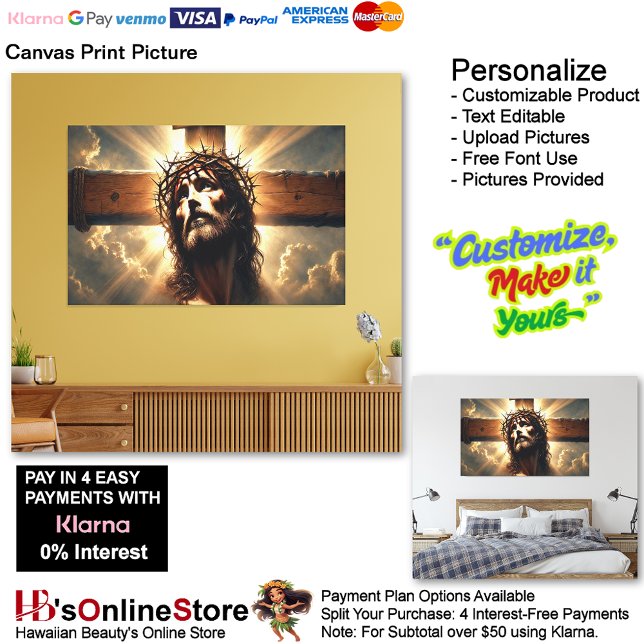 Lienzo Imagen impresa de Jesús Canvas 11 (Jesus Cross Clouds Biblical Spiritual Canvas Print Picture 11.)