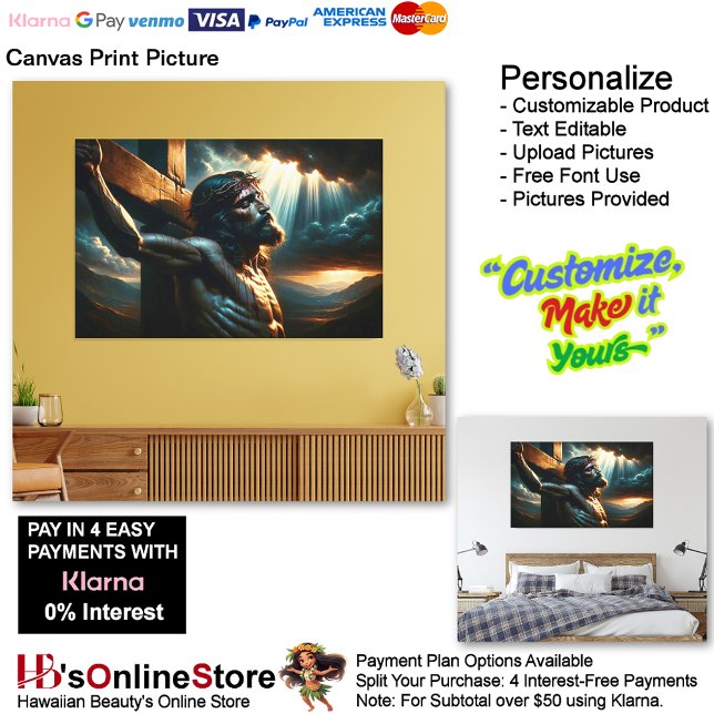 Lienzo Imagen impresa de Jesús Canvas 3 (Jesus Cross Biblical Christian Grace Canvas Print Picture 3.)