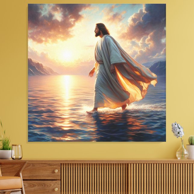 Lienzo Imagen impresa de Jesus Walking on Water Canvas (Insitu (Sala de estar))