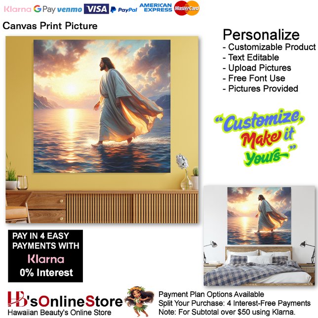 Lienzo Imagen impresa de Jesus Walking on Water Canvas (Jesus Walking on Water Biblical Canvas Print Picture 7.)