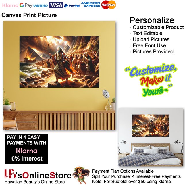 Lienzo Imagen impresa de tela de Moses 1 (Moses Leads His People to Freedom Canvas Print Picture.)