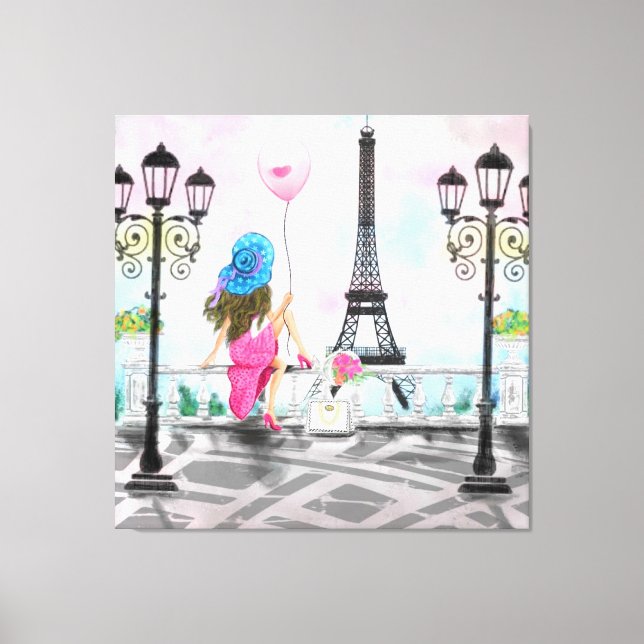 Lienzo Imagen impresa en la Torre Eiffel de París (Anverso)