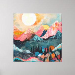 Lienzo imagen pintada de la naturaleza de las montañas