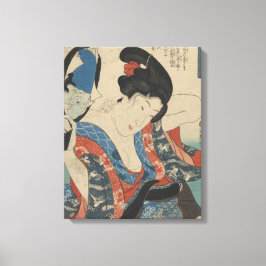 Lienzo Imagen vintage de una dama japonesa usando espejo 