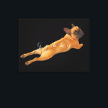 Lienzo Imagen y nombre de acuarela de gran Mascota<br><div class="desc">Imagen de color de agua mascota y Lienzo con nombre extendido. Fondo negro. Lienzo Mascota personalizado. O me mandas una foto de tu perro que pueda usar, cambia la foto tú mismo, o me dices la raza del perro y te puedo enviar una burla del cartel. Este es un bulldog...</div>