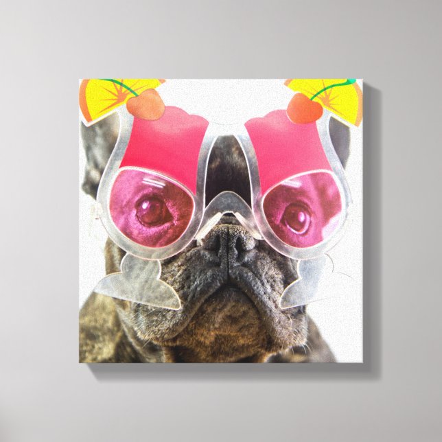 Lienzo Imágenes de Getty | Perro con gafas de cóctel (Anverso)