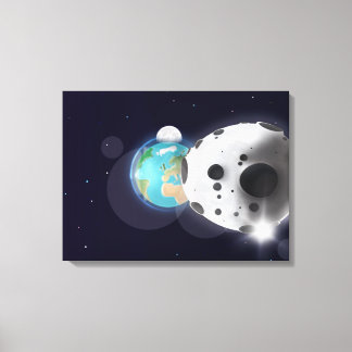 Lienzo Impacto de asteroide en el planeta Tierra!