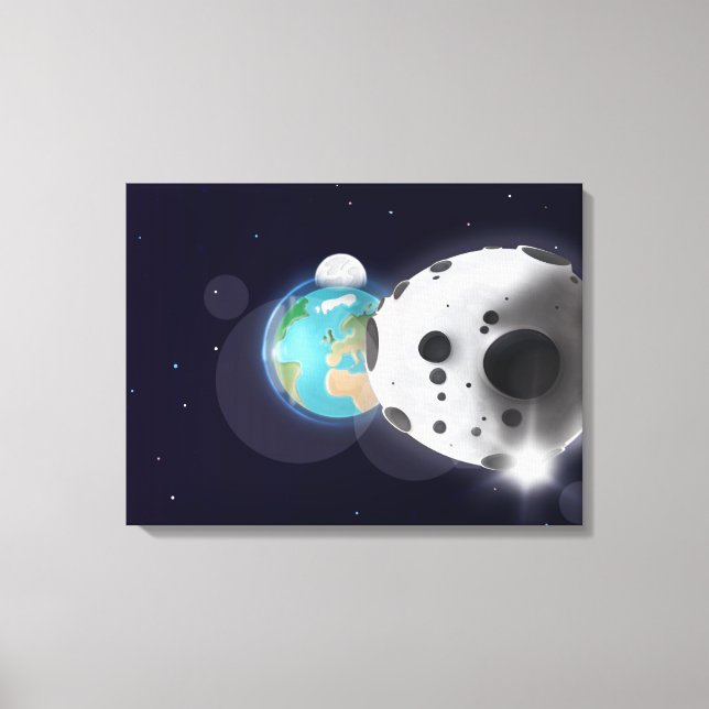 Lienzo Impacto de asteroide en el planeta Tierra! (Anverso)