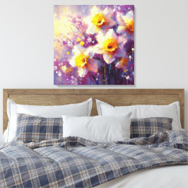 Lienzo Impresionante Daffodil Floral Purple Yellow Art