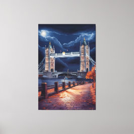 Lienzo Impresionante escena nocturna londinense con torre