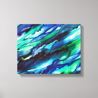 Lienzo Impresionante pintura azul de tinta de alcohol